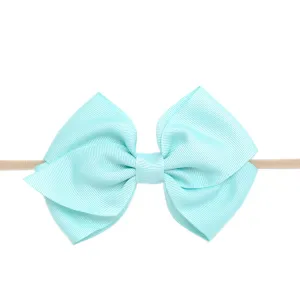 Ella Grosgrain Bow Nylon Headband - Aqua