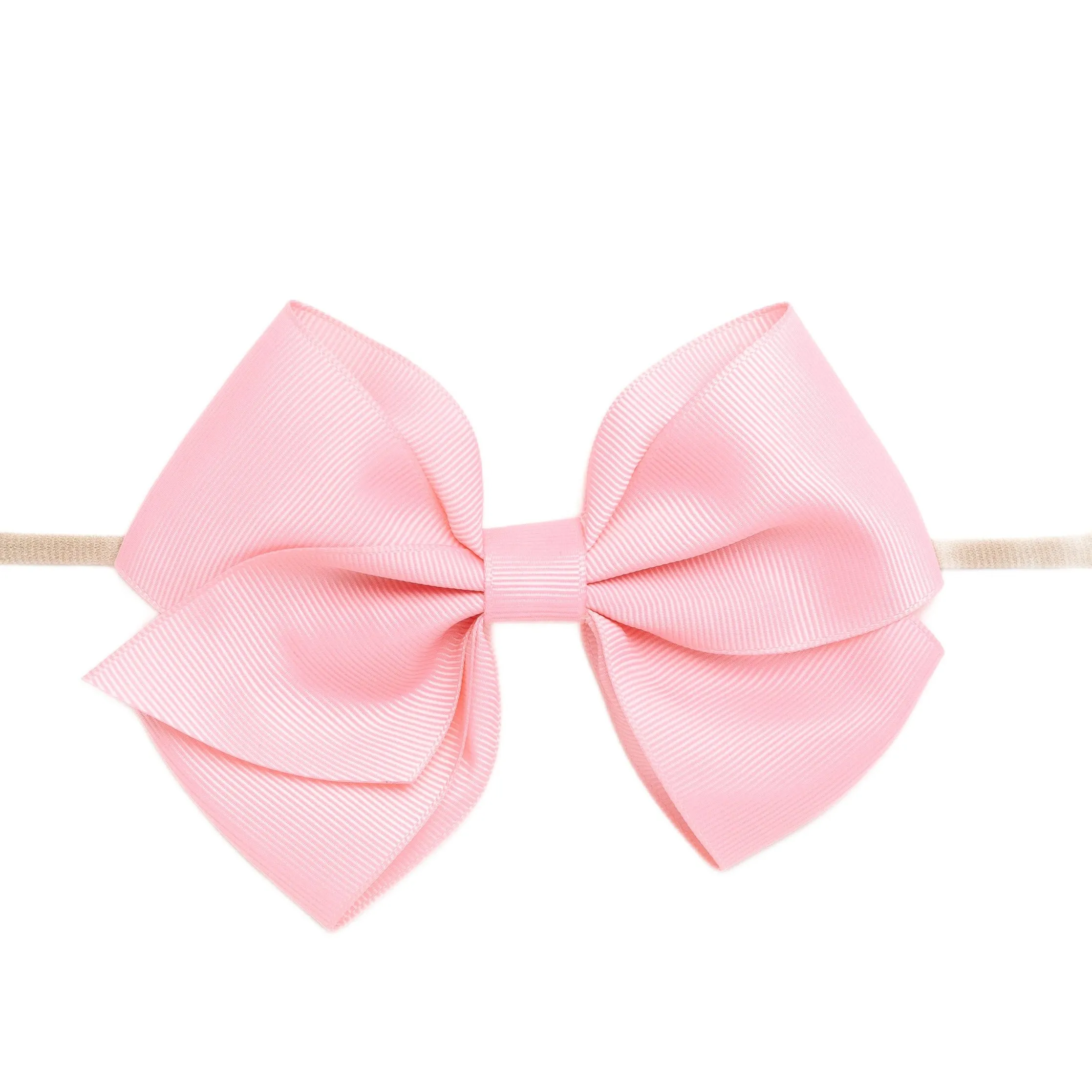 Ella Grosgrain Bow Nylon Headband - Peony Pink