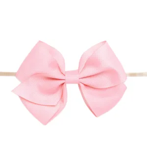 Ella Grosgrain Bow Nylon Headband - Peony Pink