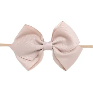 Ella Grosgrain Bow Nylon Headband - Vanilla