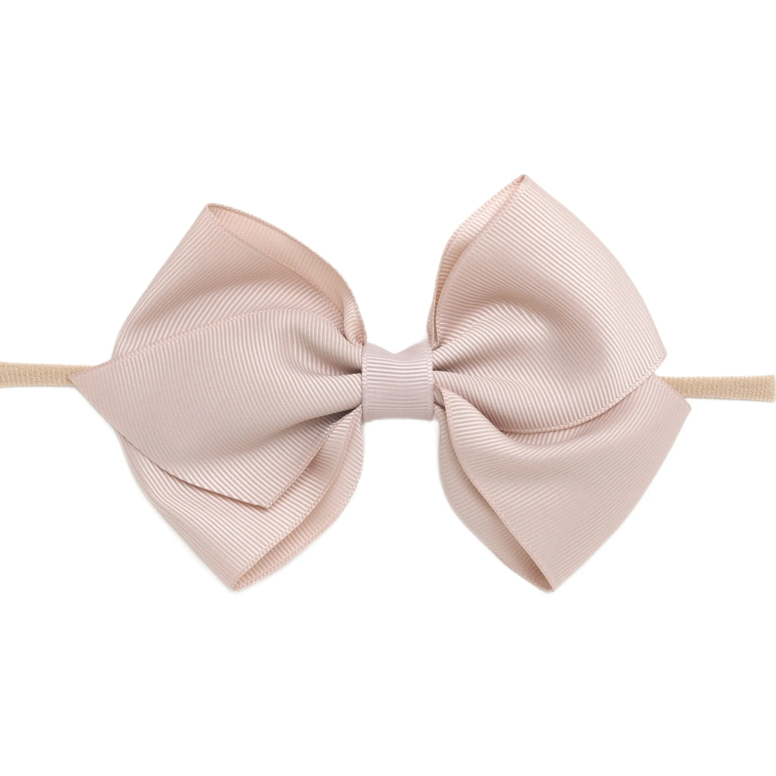 Ella Grosgrain Bow Nylon Headband - Vanilla