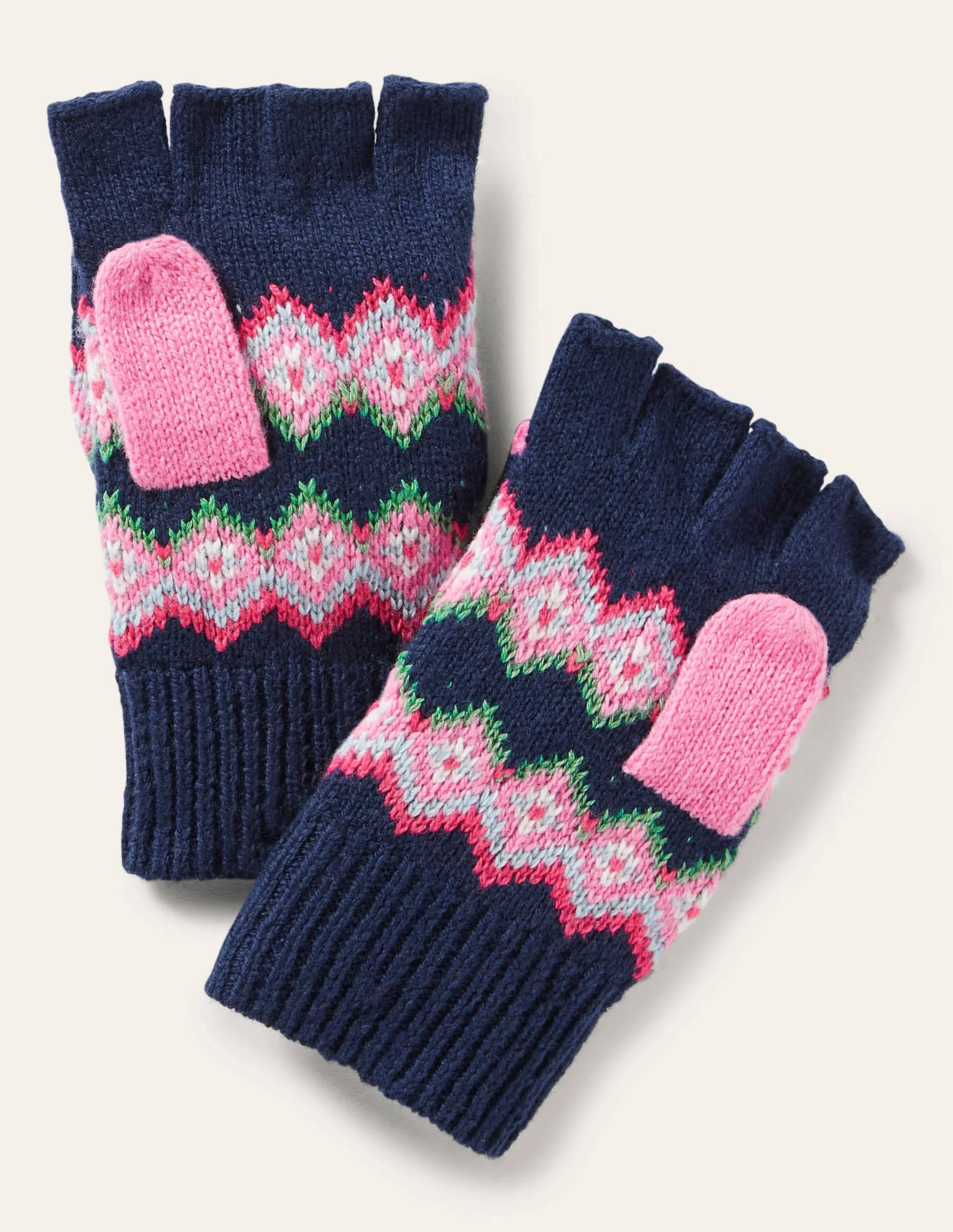 Fair Isle Mittens-College Navy
