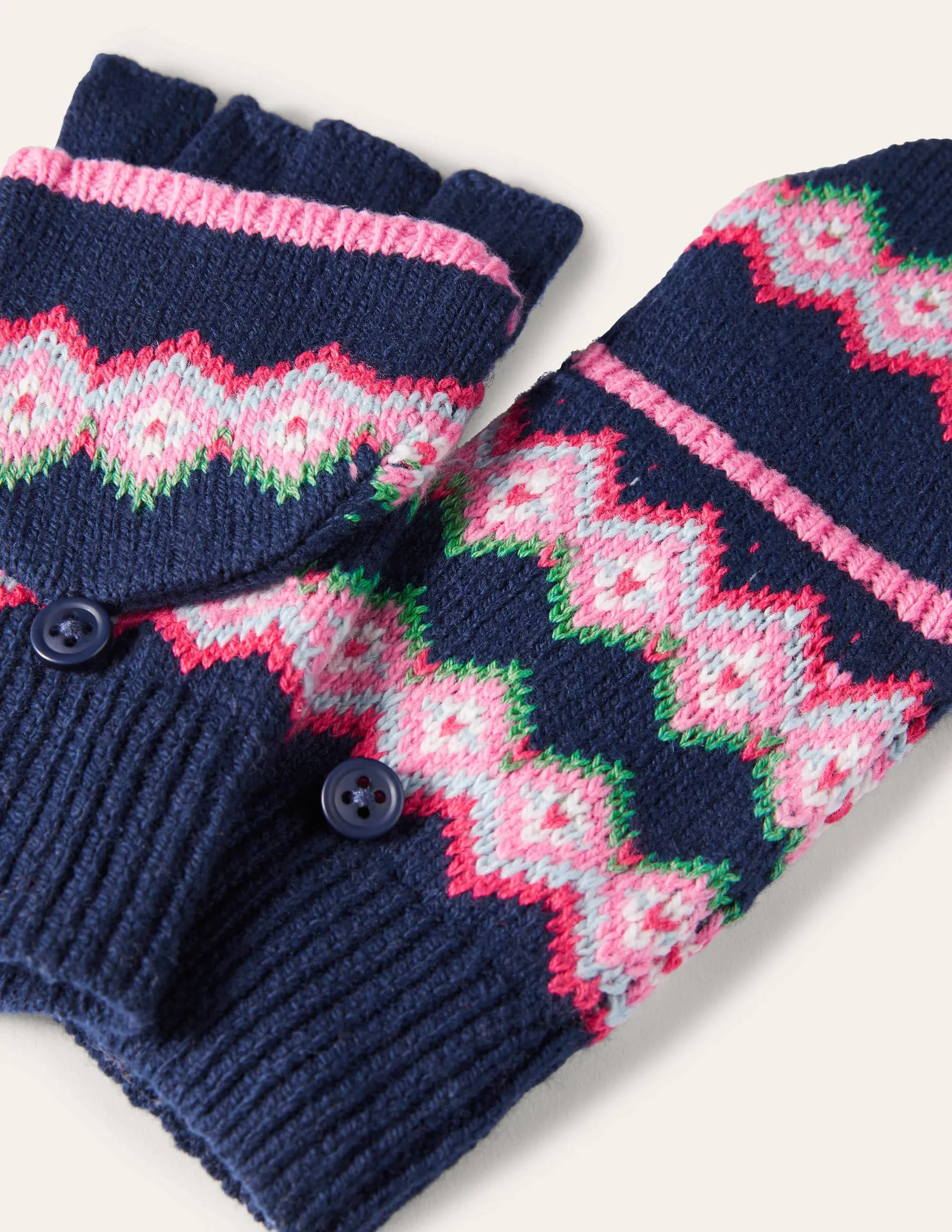 Fair Isle Mittens-College Navy