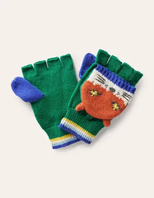 Fun Fox Mittens-Forest Green