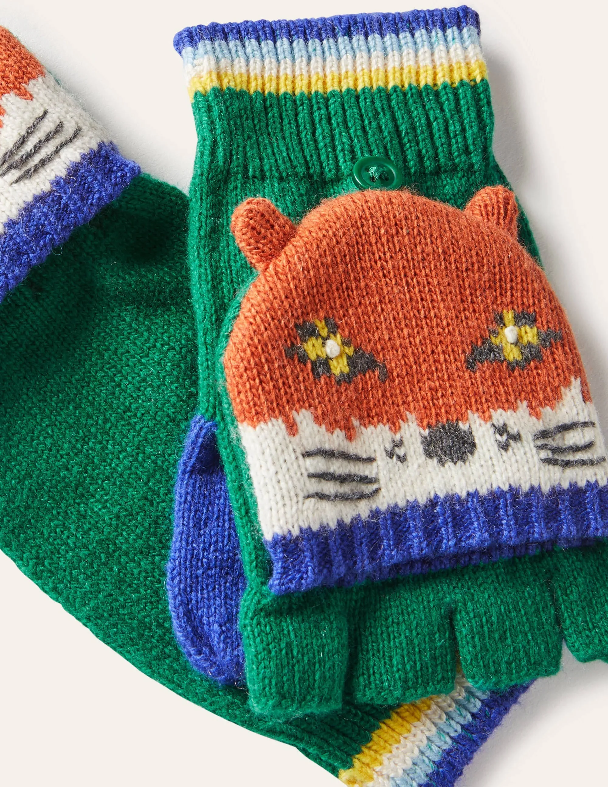 Fun Fox Mittens-Forest Green