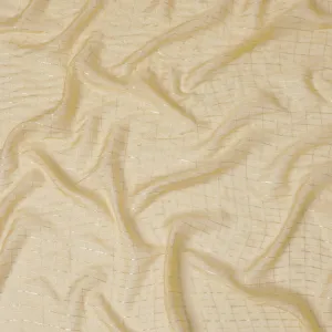 Golden Glow Silk Chiffon with Metallic Accents – Light-Diffusing Luxury Fabric-D19032