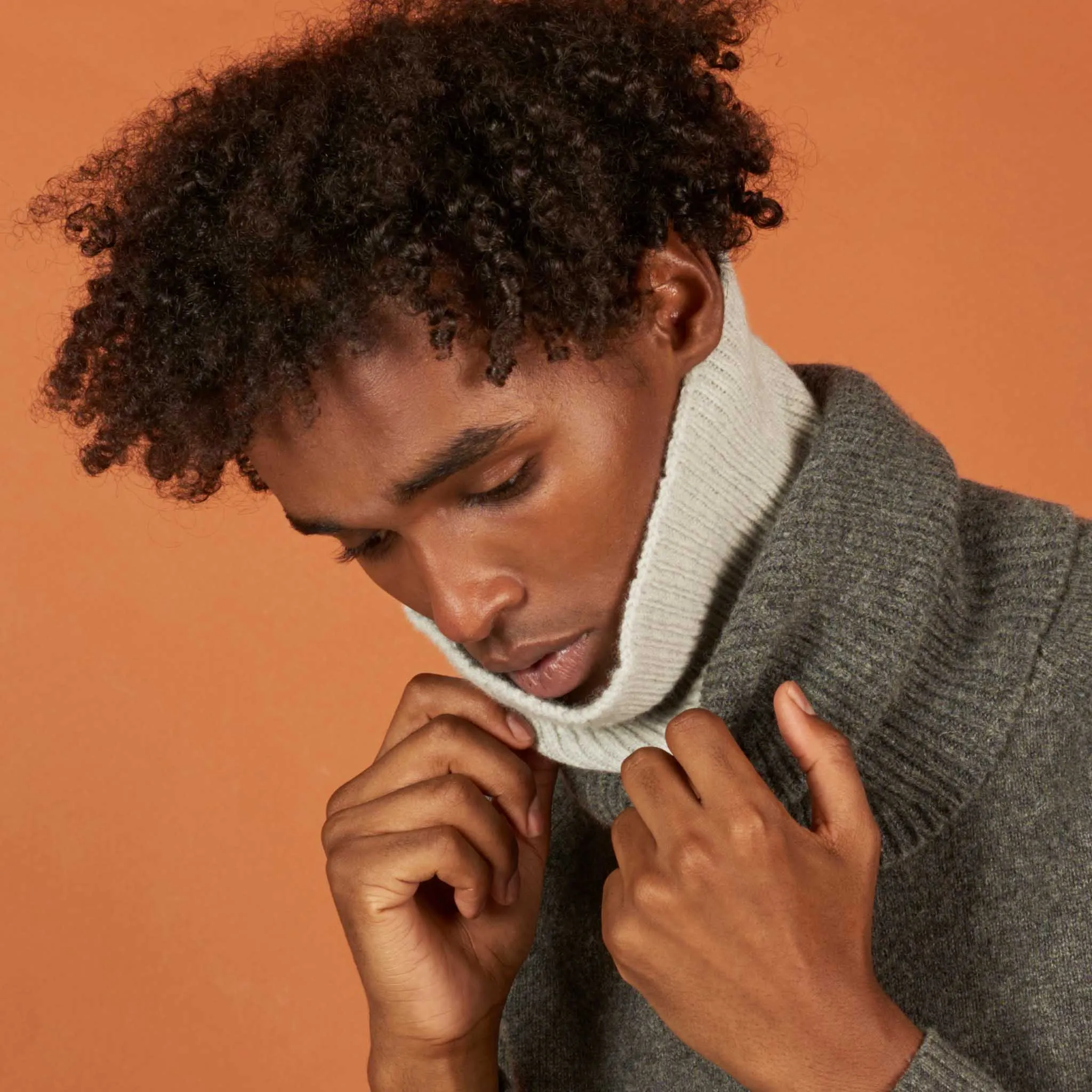 Grey Block Lambswool Snood
