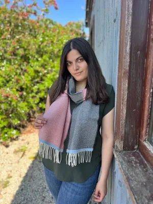 Helsinki Lambswool Scarf – Dark Grey and Pink - McNutt of Donegal