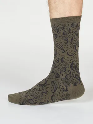 Larnard Paisley Socks - Walnut Grey