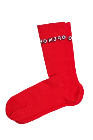 OPEN | Red Ribbed Cotton Socks