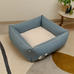 PoochMate OAK BOHO Stone Blue-Ivory Dog Bed : Chand Tara