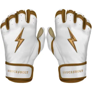 PREMIUM PRO GOLD Series Short Cuff Batting Gloves - Gold WHITE