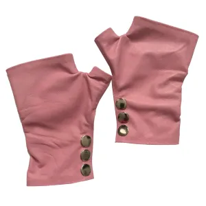 Rose Short Fingerless Leather Gloves – Luxurious Lambskin with Antique Silver Snaps