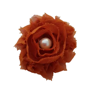 Shabby Chiffon Flower Hair Clip - Copper