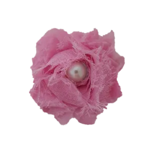 Shabby Chiffon Flower Hair Clip - Pink