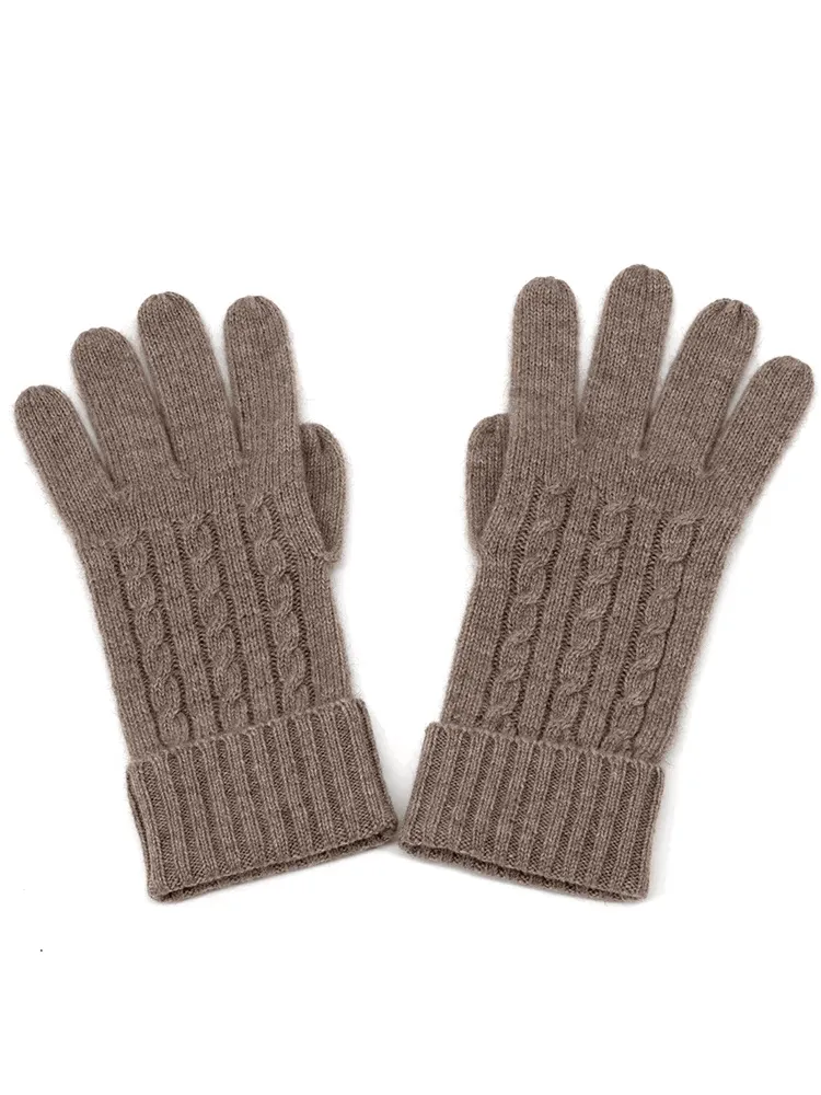 women's cashmere cable knitting gloves