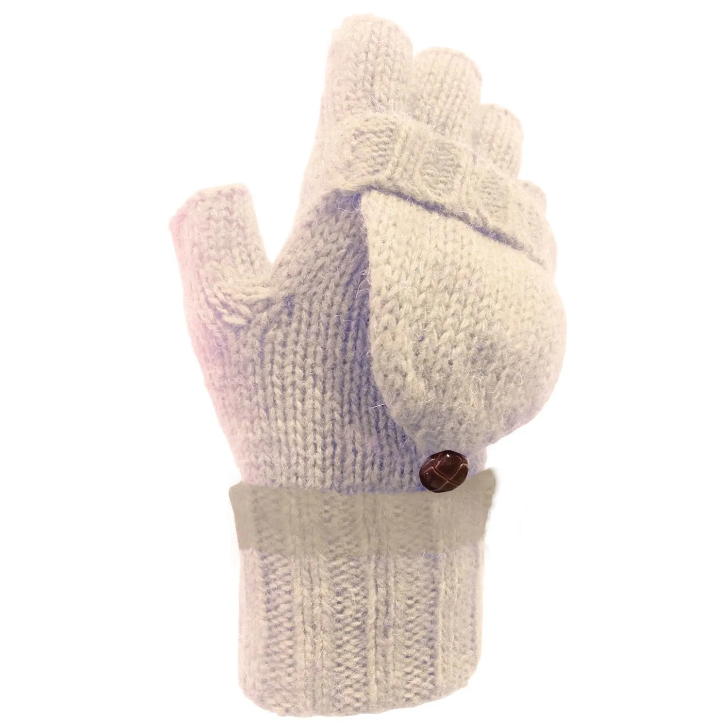 Womens Knitted Fingerless Gloves with Decorative Stripe