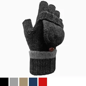 Womens Knitted Fingerless Gloves with Decorative Stripe