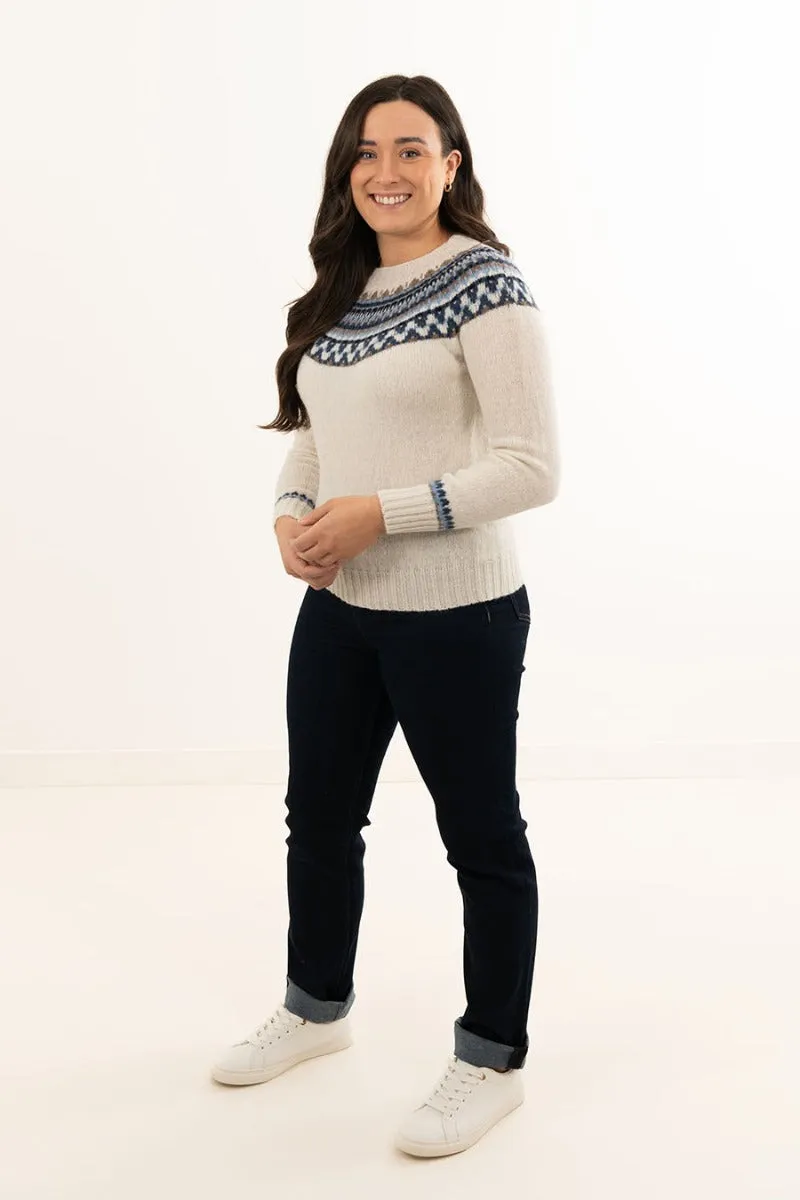 Womens Lido yoke fair isle jumper - Winter white