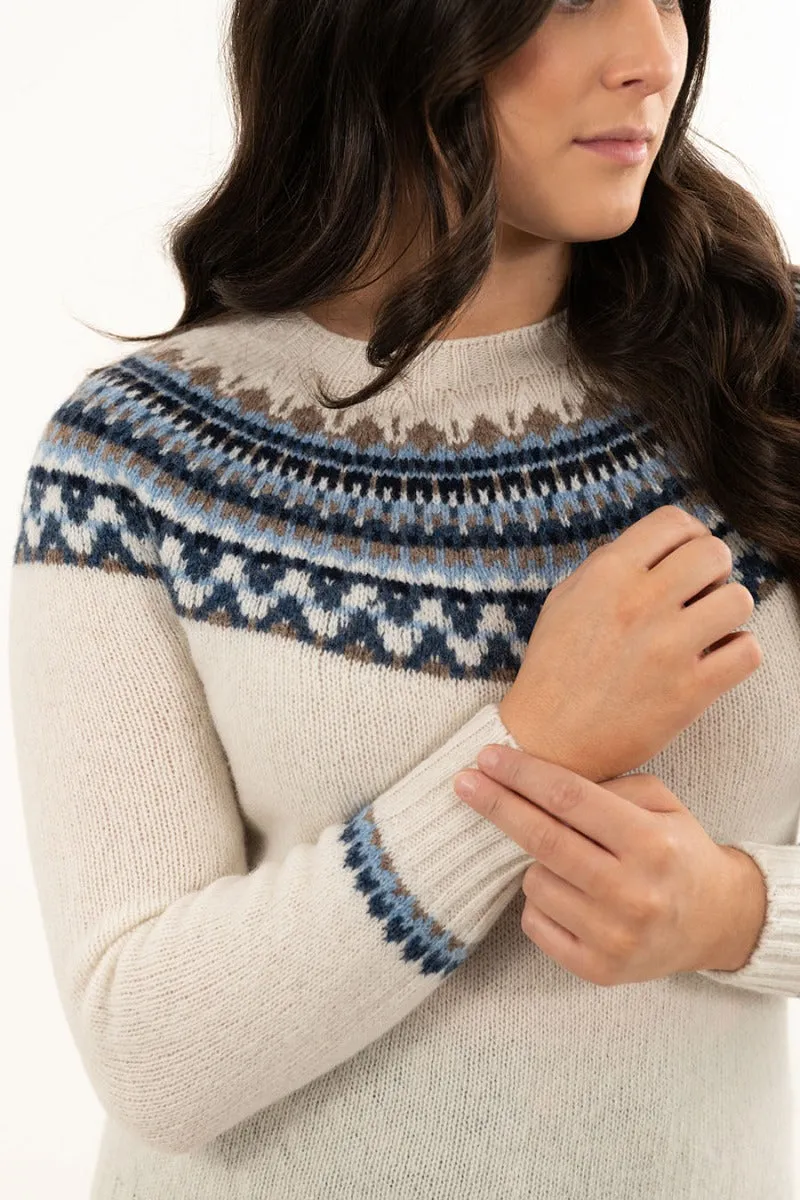 Womens Lido yoke fair isle jumper - Winter white