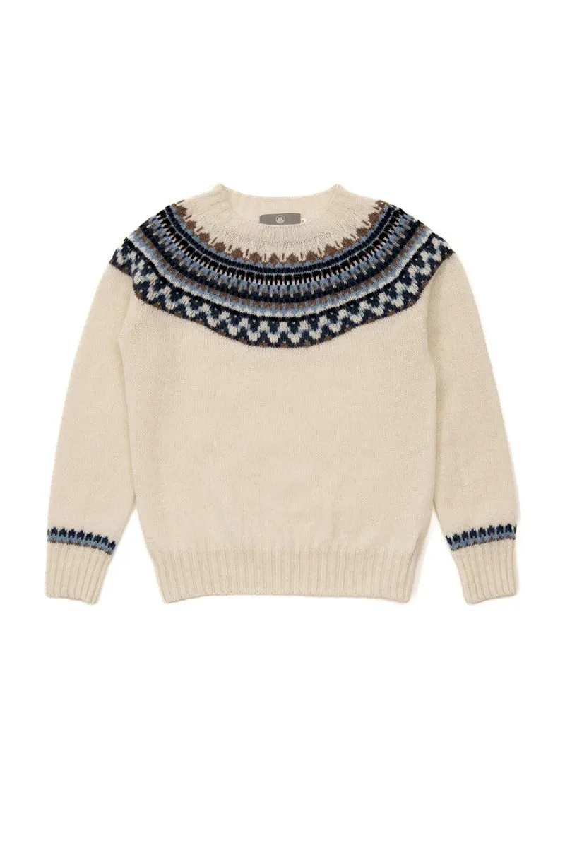 Womens Lido yoke fair isle jumper - Winter white