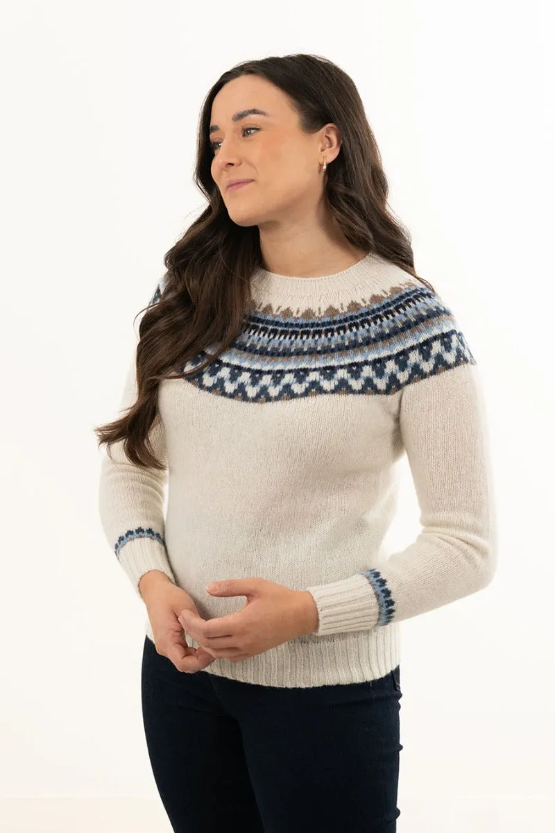 Womens Lido yoke fair isle jumper - Winter white