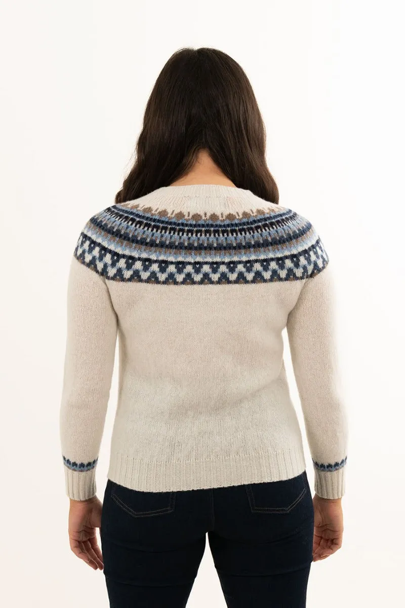 Womens Lido yoke fair isle jumper - Winter white